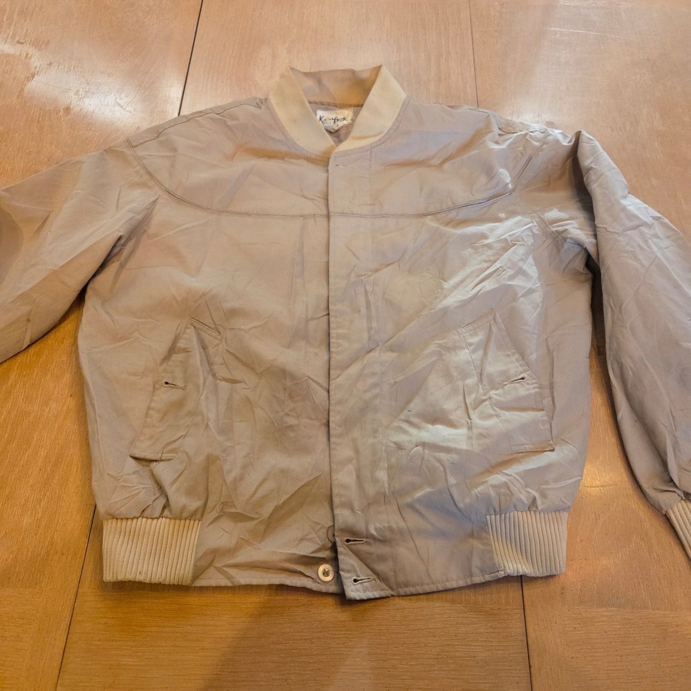 Vintage Kentfield Mens Tan Harrington Bomber Jacket Size 42 Beige Workwear Retro